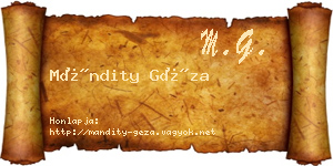 Mándity Géza névjegykártya